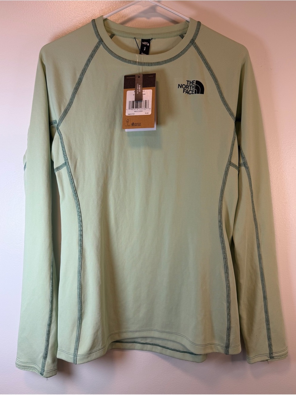 The North Face Long-Sleeve Crew Neck Misty Sage Color Flash Dry Women’s Small
